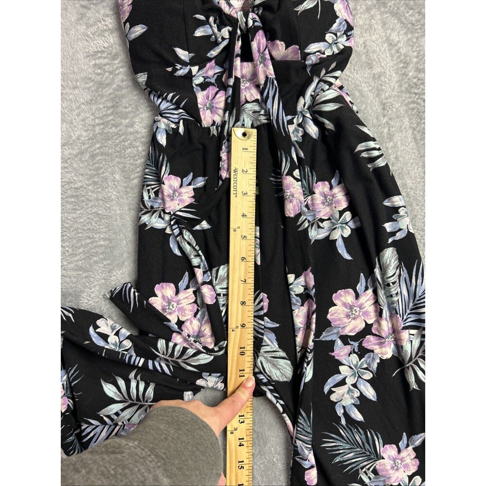 NO BOUNDARIES Womens XS 1 Black Floral Print Strapless Wide Leg Jumpsuit Romper - Picture 11 of 16